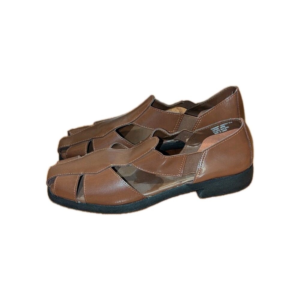 Vintage Judith Chestnut Rosemary Jesus Gladiator Slip On Sandals Leather 8.5M